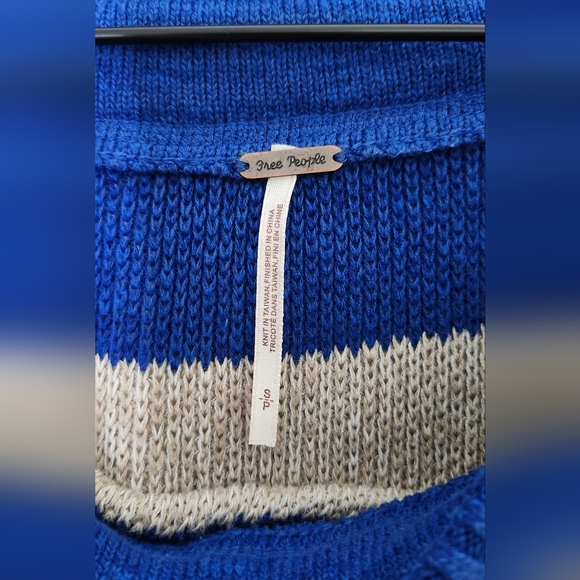 Free People Womens Cassidy Sweater Size S Oversized Off the Shoulder Preppy Bow - Picture 2 of 8